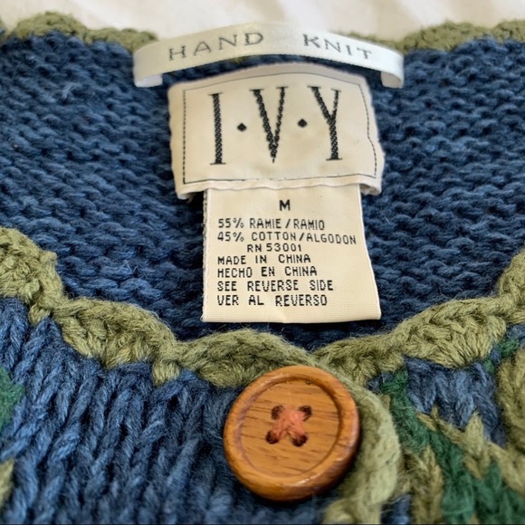 Hand Knit Ivy Vintage Embellished Tunic Sweater, grandma core, cottagecore, M - Picture 16 of 16